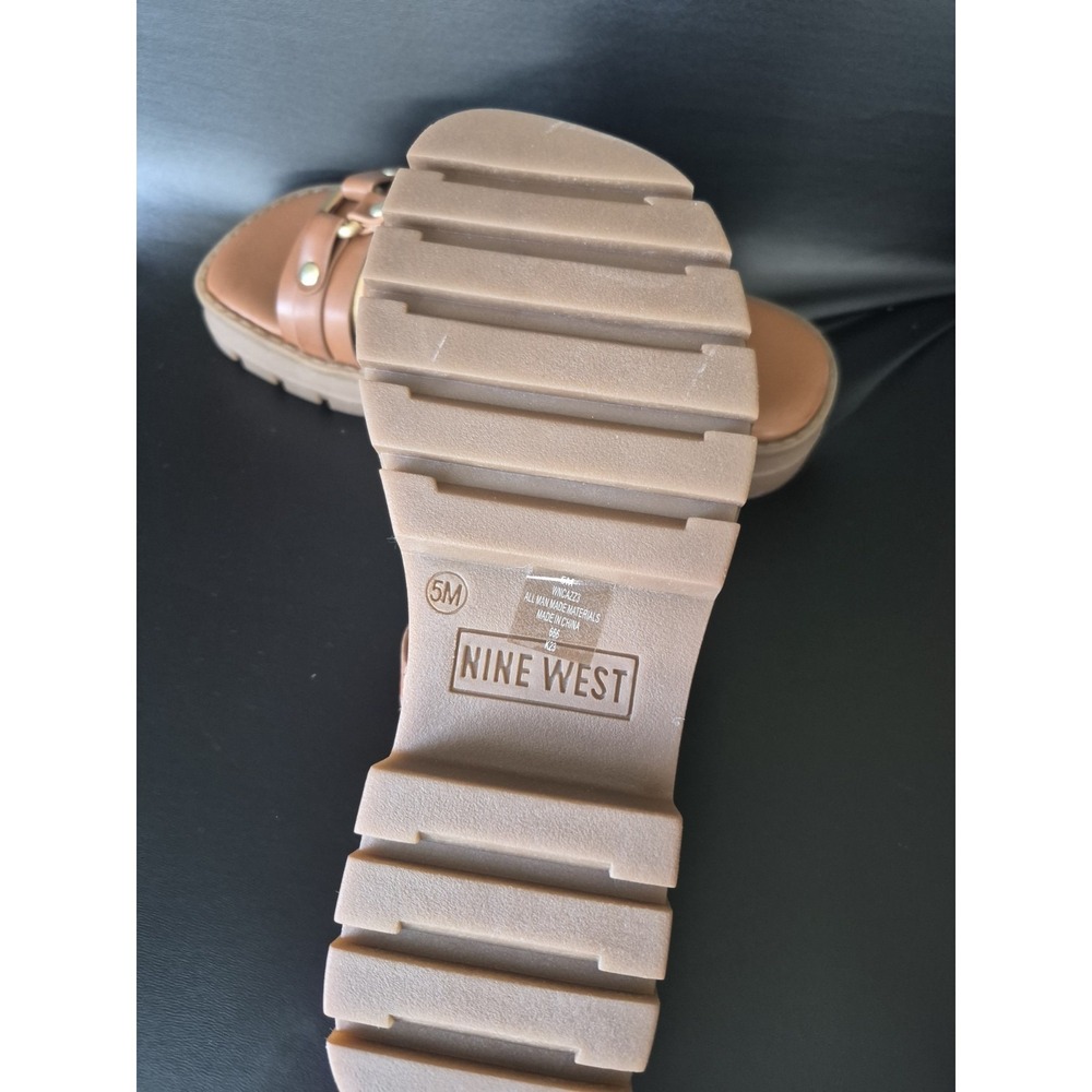 Nine West Women's Brown Lug Sole Slide Platform Chunky Heel Size 5M /3.5Y Girls - Picture 4 of 5